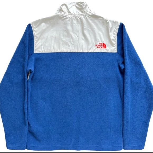 Mens The North Face Blue & White 1/2 Zip Fleece Jacket Size Small - Picture 2 of 6